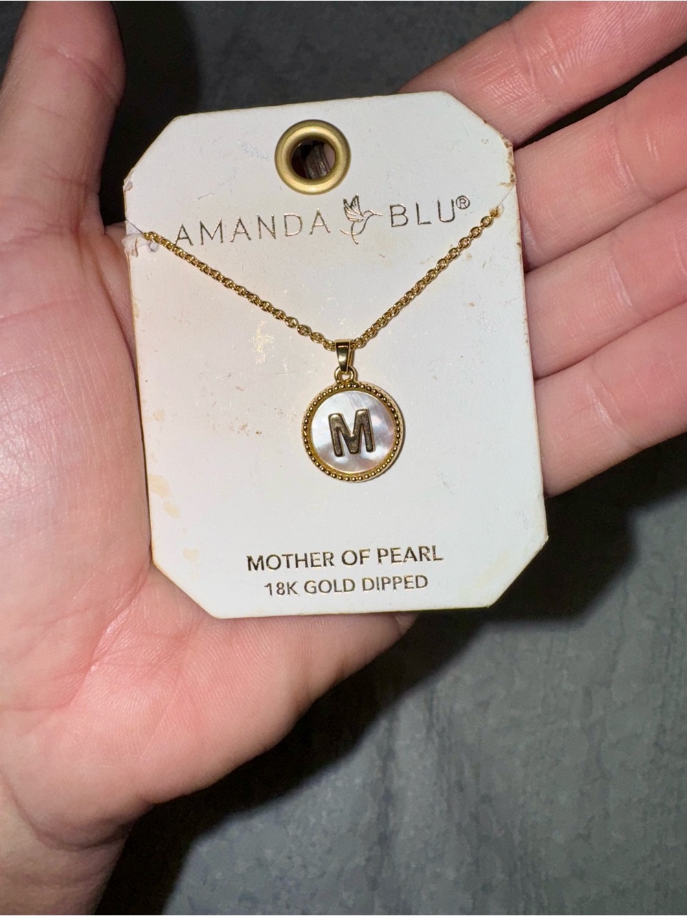 Gold Mother-of-Pearl 'M' Initial Necklace - Gold